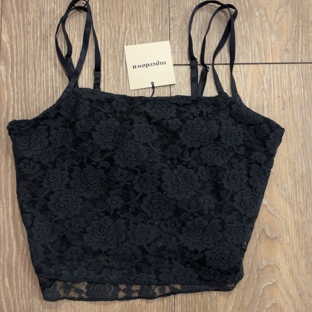 superdown Black Lace Crop Top